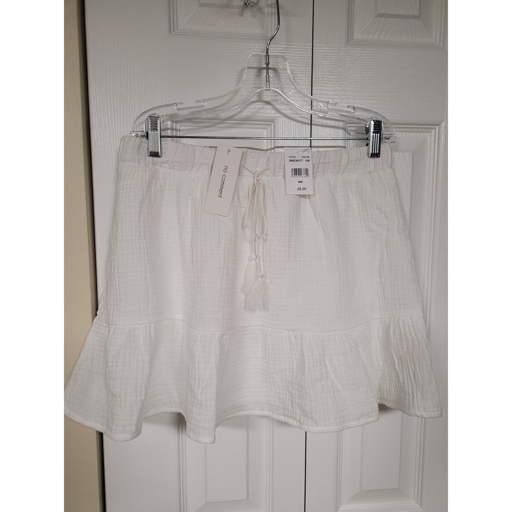 White Gauze Tiered MiniSkirt Beach CoverUp Tassel Boho Summer Sizzler Size M NWT